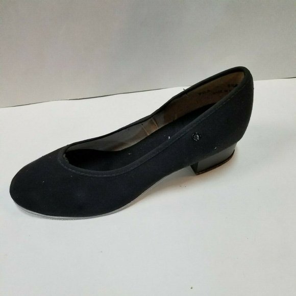 Angelo Luzio 902 Women's Size 5.5B Black Canvas Slip-On Ballroom Pumps Exam Shoe - Picture 3 of 5